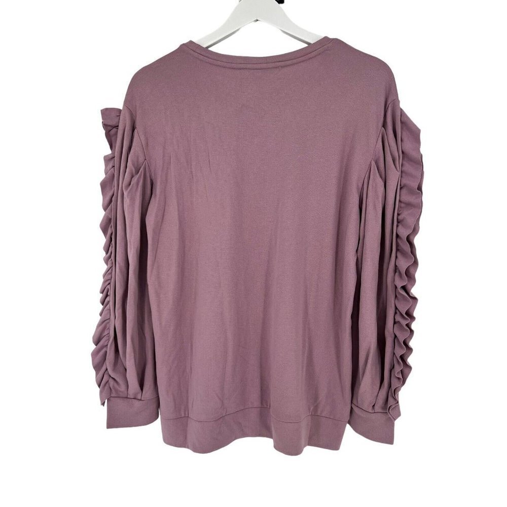 Women’s Ruffle-Sleeve Pullover Top in Mauve - Picture 4 of 16